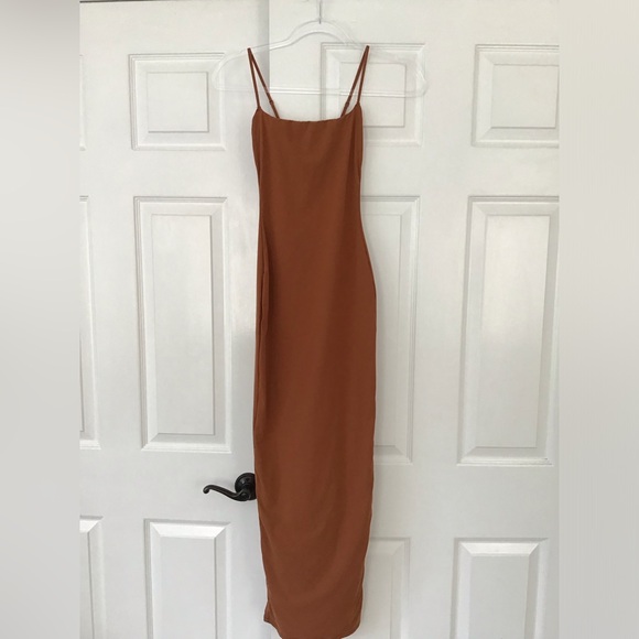 SKIMS Fits Everybody Long Slip Dress | Bronze - Picture 7 of 16